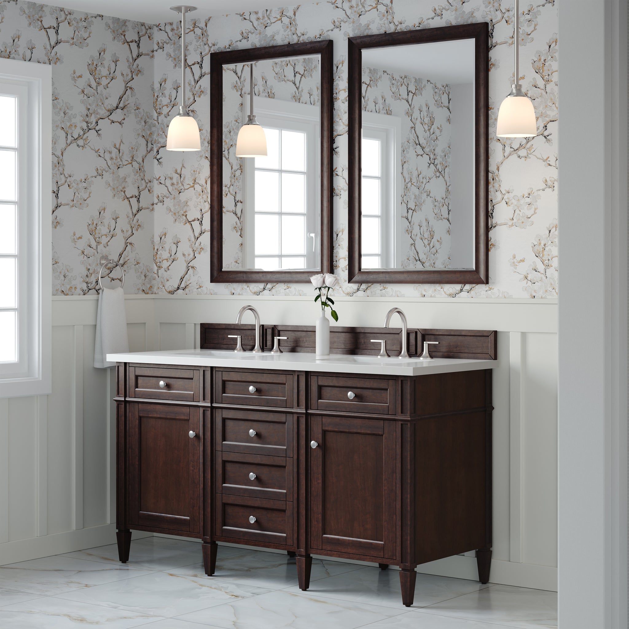 James Martin Brittany 60" Double Bathroom Vanity, Burnished Mahogany, view 28