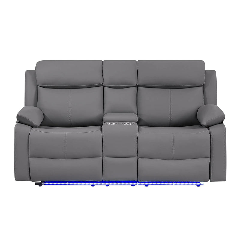 Blanche - Console Reclining Loveseat With LED Lights And Speakers by HouseOfZazla