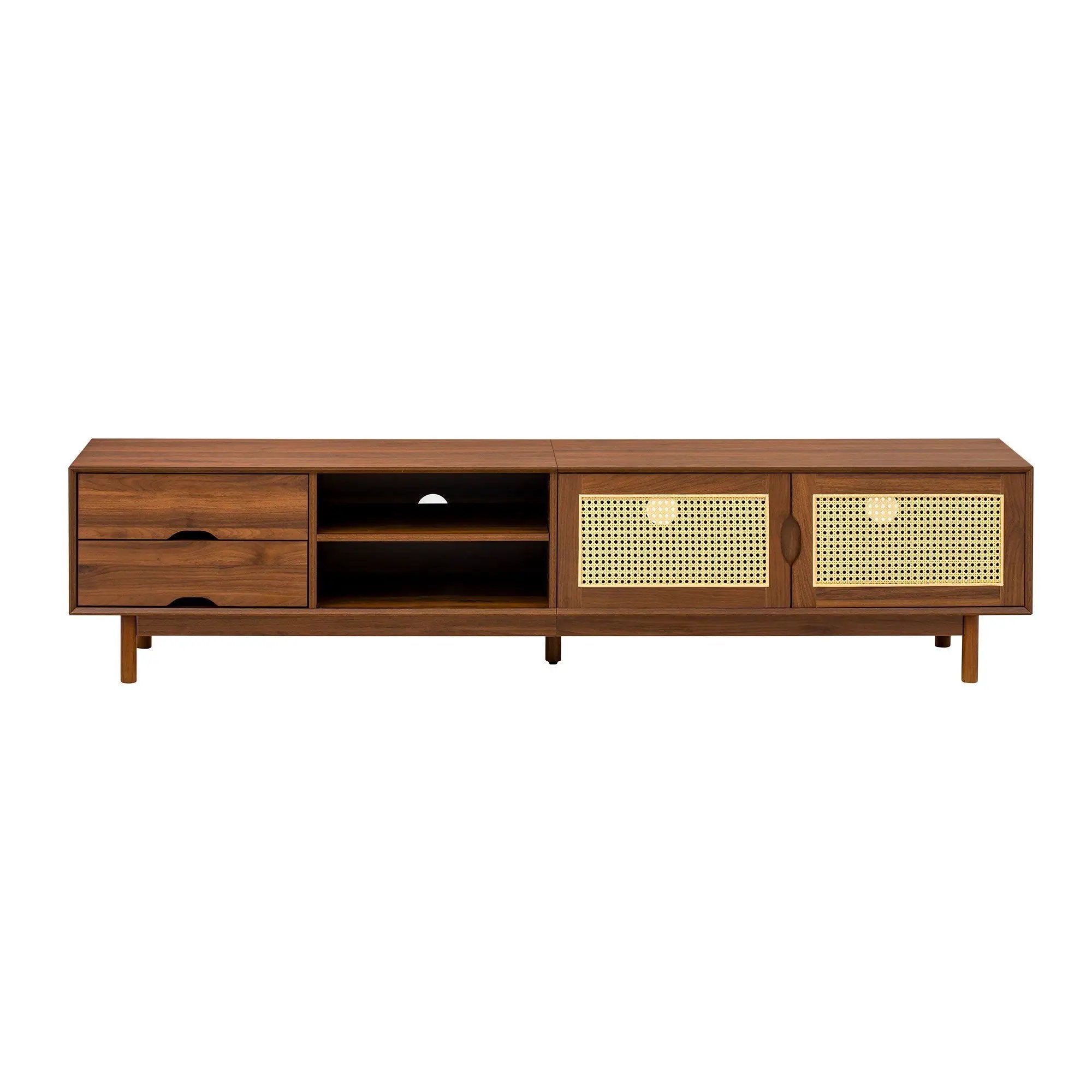 TV Stand For TVs Up To 85", Media Console With 2 Drawers - Walnut by HouseOfZazla