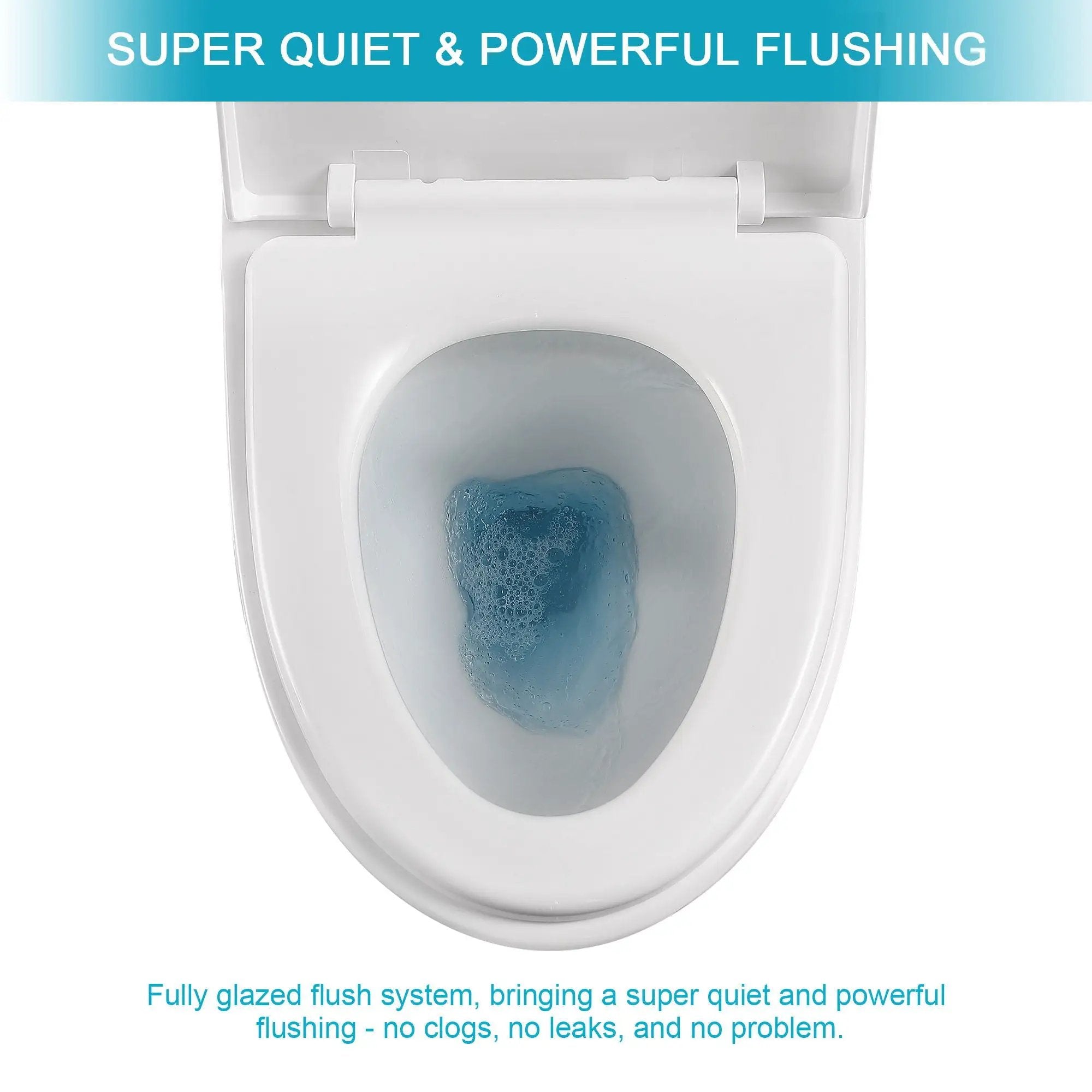 1 Piece Toilet, Dual Flush, Soft Closing Seat - White by HouseOfZazla