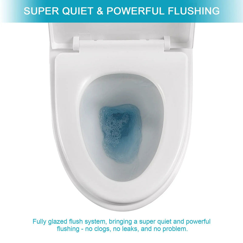 1 Piece Toilet, Dual Flush, Soft Closing Seat - White by HouseOfZazla