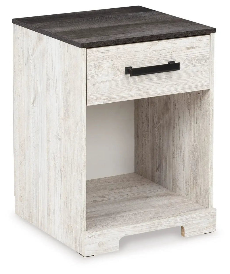 Shawburn - One Drawer Night Stand - Whitewash / Charcoal Gray by Unique Piece Furniture