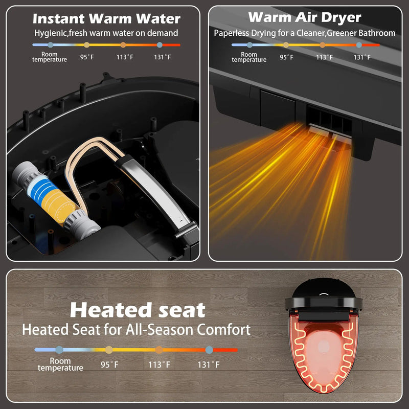 Smart Toilet with Bidet Built-in, Heated Seat, Warm Water & Remote Control by HouseOfZazla