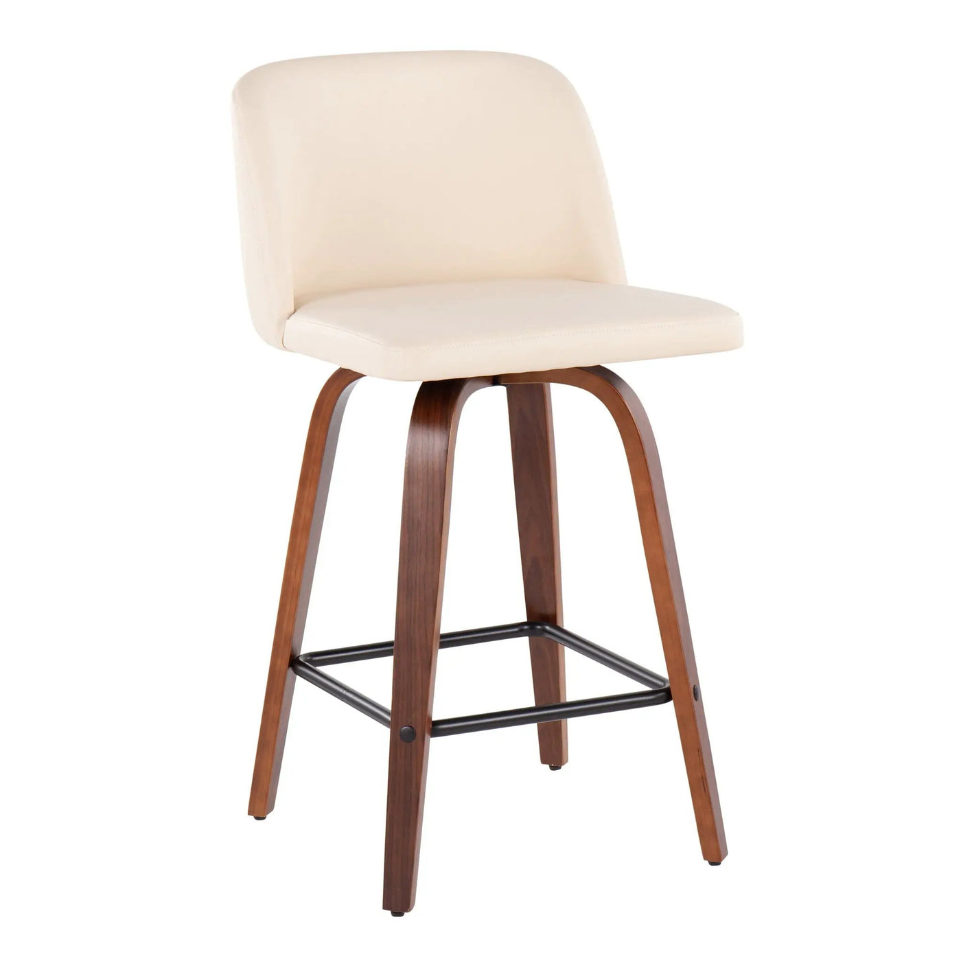 Toriano - Mid Century Modern Fixed Height Counter Stool & Square Footrest (Set of 2) by HouseOfZazla