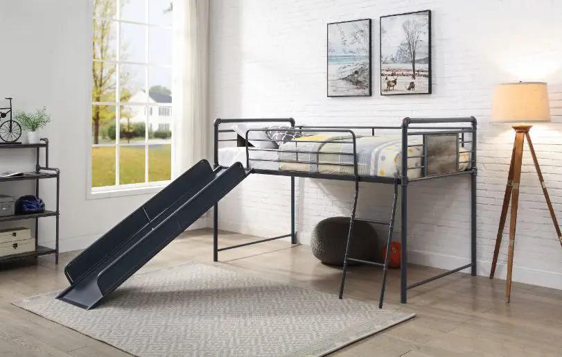 Cordelia - Twin Loft Bed With Slide - Antique Oak, Sandy Black & Dark Bronze Hand-Brushed by Unique Piece Furniture