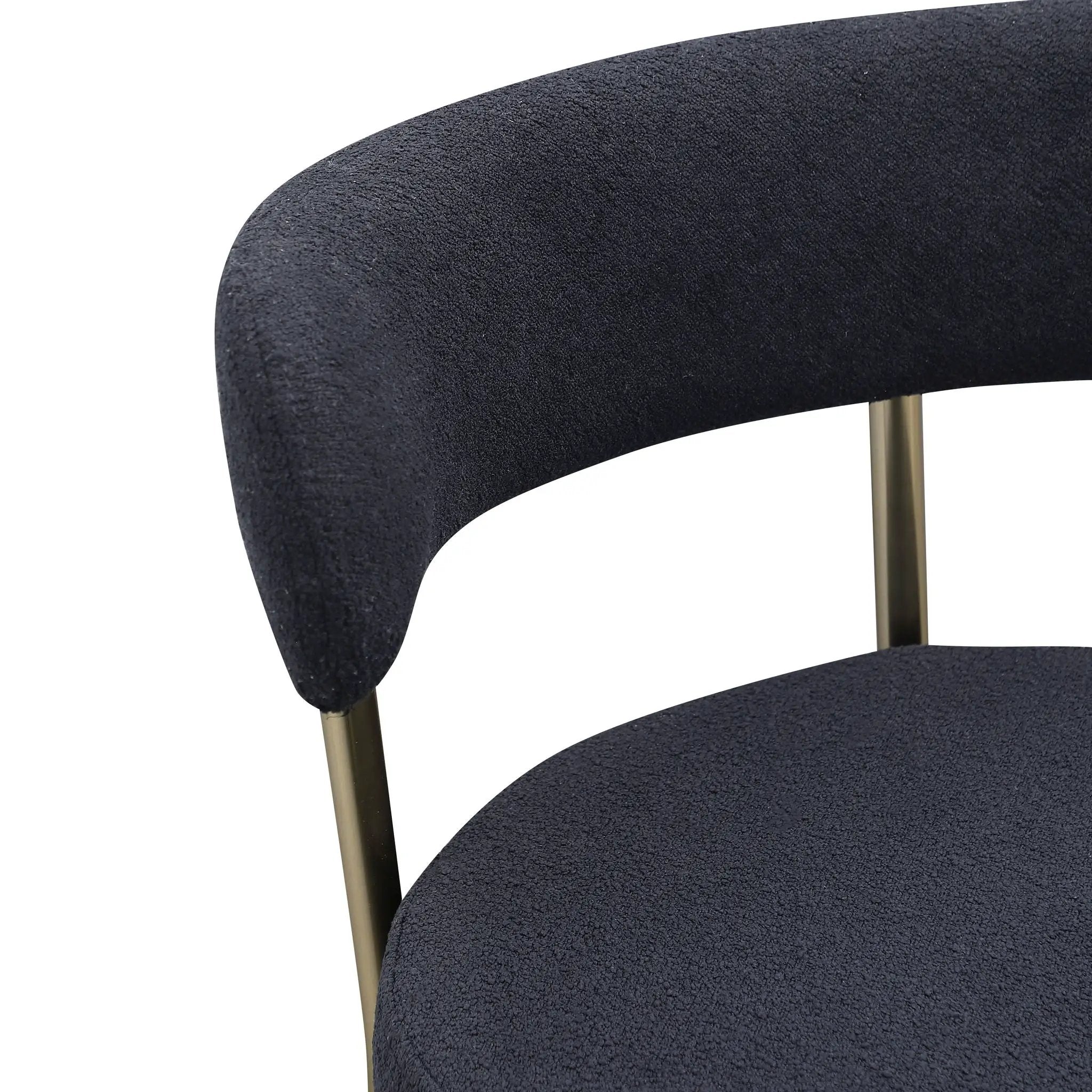Modern Sherpa Counter Height Stools, Uphsoltered Seat Height Barstools With Brushed Brass Metal Legs Round Low Back Kitchen Stools With Footrest For Dining Room (Set of 2) by HouseOfZazla