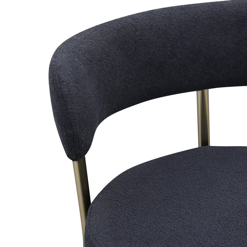 Modern Sherpa Counter Height Stools, Uphsoltered Seat Height Barstools With Brushed Brass Metal Legs Round Low Back Kitchen Stools With Footrest For Dining Room (Set of 2) by HouseOfZazla