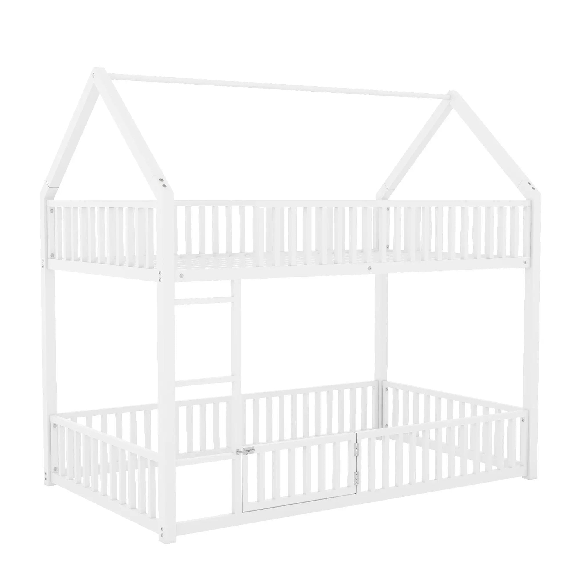 Metal House Bunk Bed With Fence And Door by HouseOfZazla
