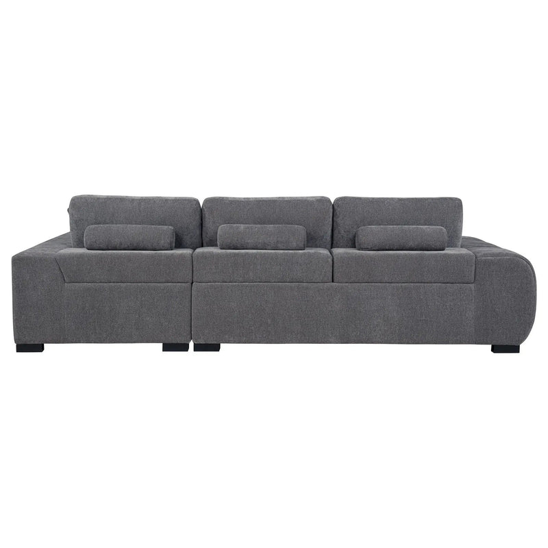 Octavia Upholstered Sectional Chaise Sofa Charcoal Grey by Unique Piece Furniture