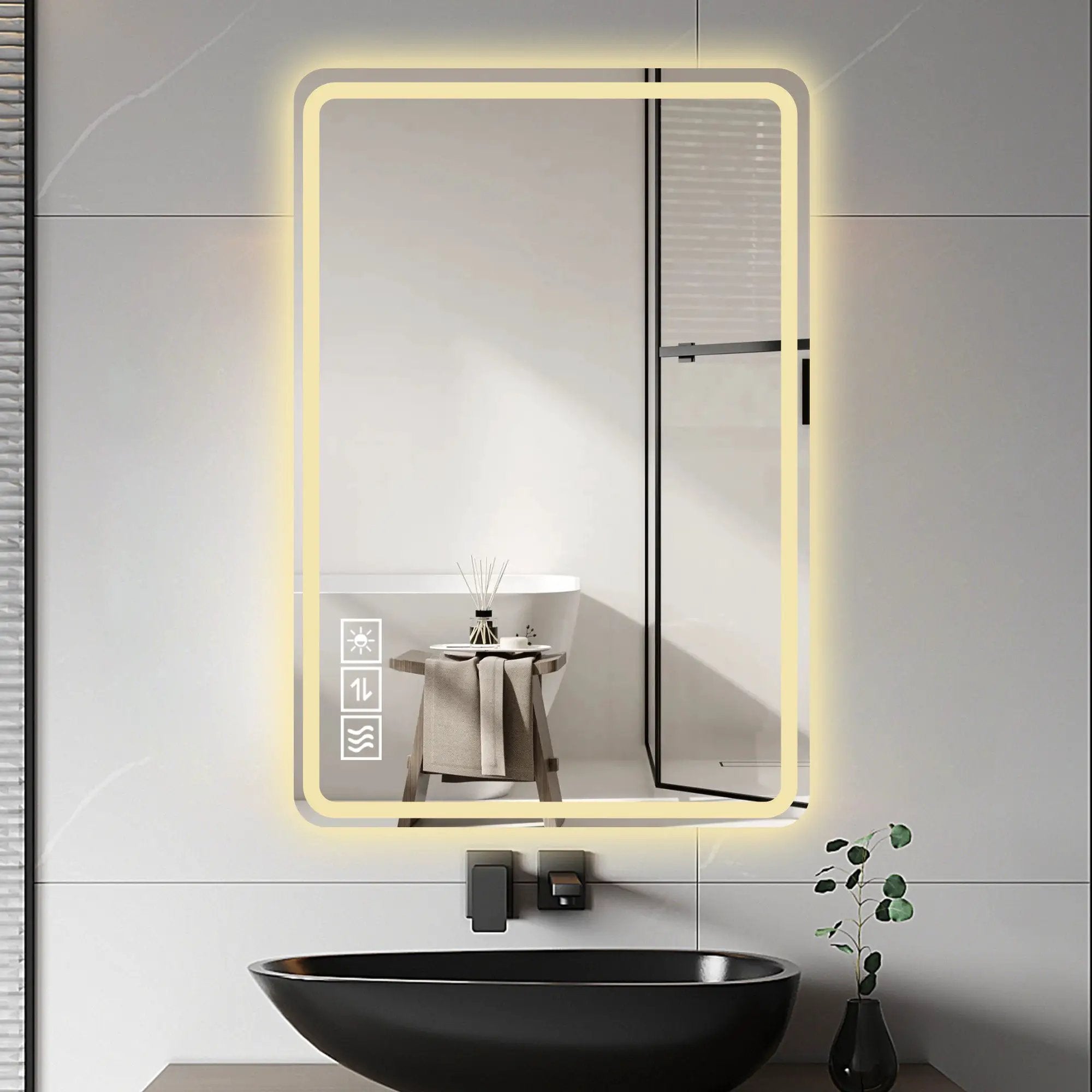 24X40 Inch LED Bathroom Mirror Vanity with Front Lights by HouseOfZazla