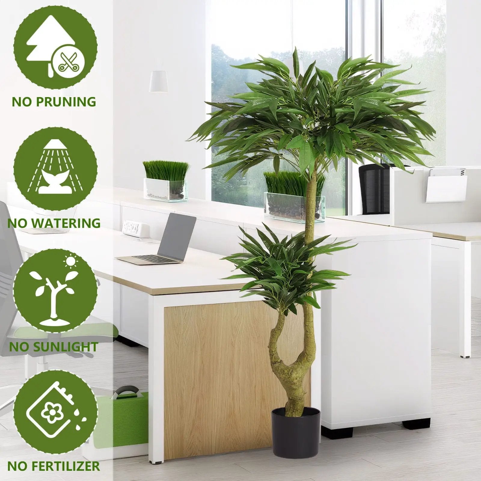 Artificial Dracaena Tree Indoor Faux ery Plant For Decoration, 150Cm - Green by HouseOfZazla