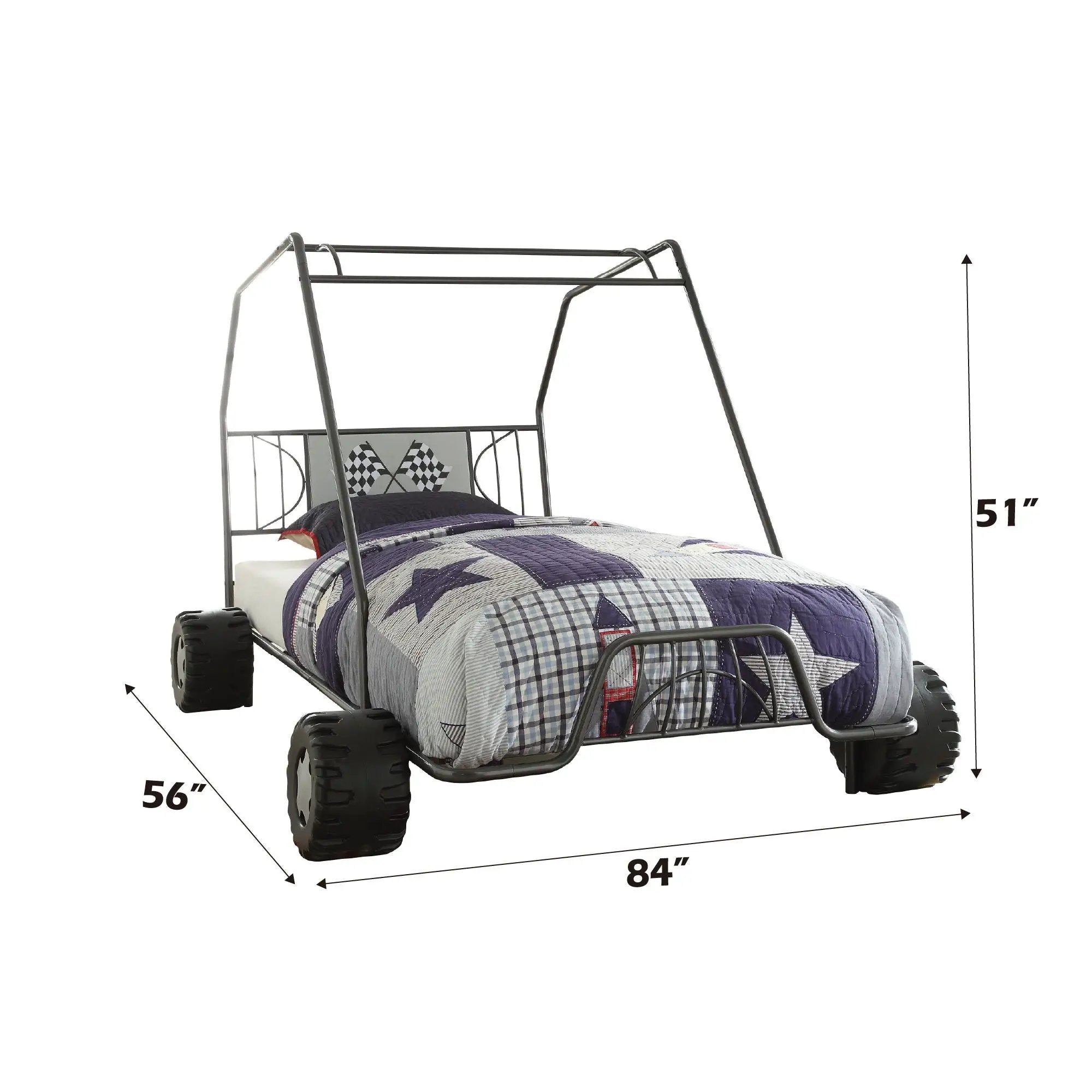 Xander - Twin Go Kart Bed - Gunmetal by Unique Piece Furniture
