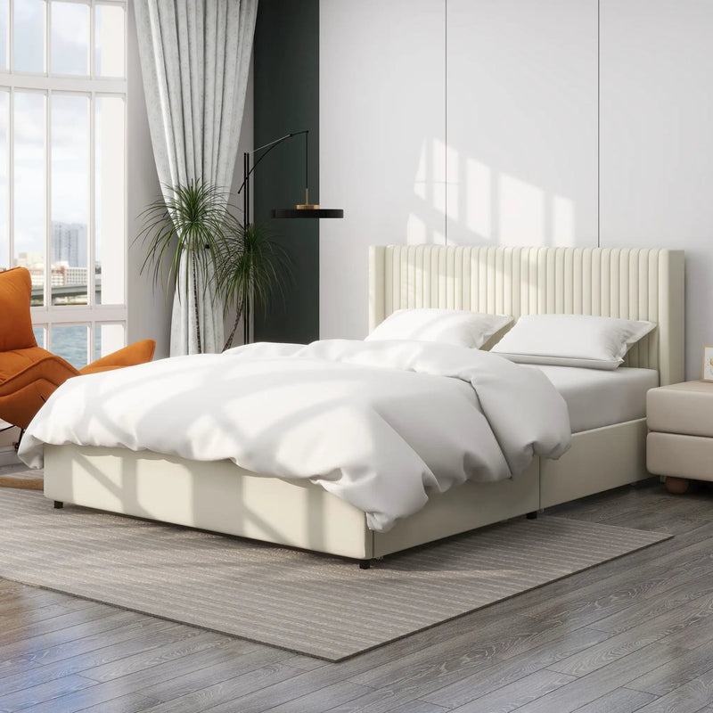 Anna - Upholstered Wingback Platform Bed With 4 Drawers Storage by Unique Piece Furniture