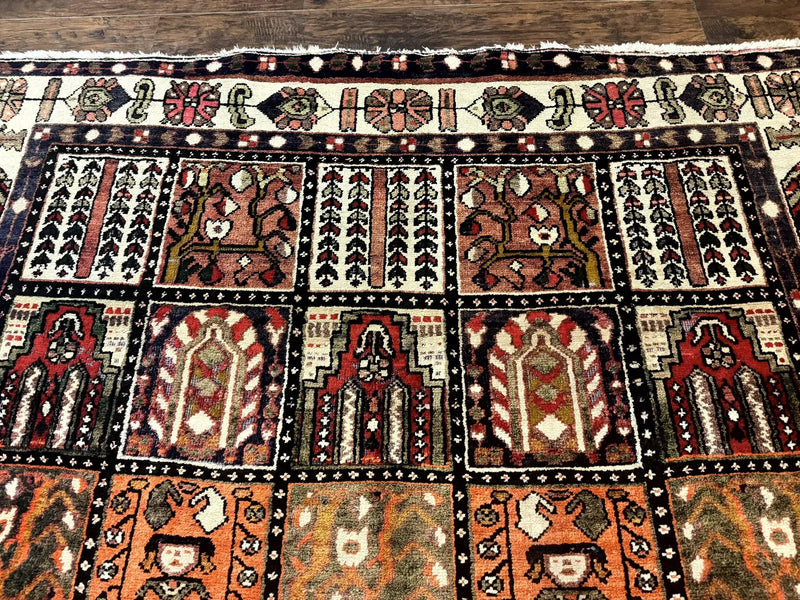 Persian Bakhtiari Tribal Rug 7x10, Panel Design, Semi Antique by Jewel Rugs