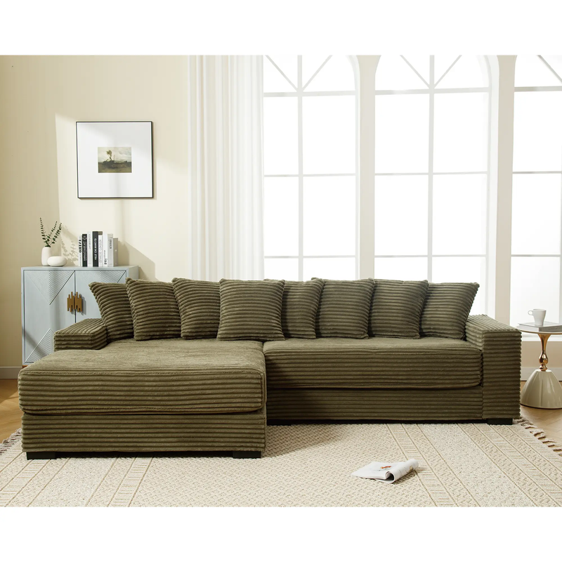 Oversized Two-Piece Corduroy Sofa with Left Chaise Daybed by HouseOfZazla