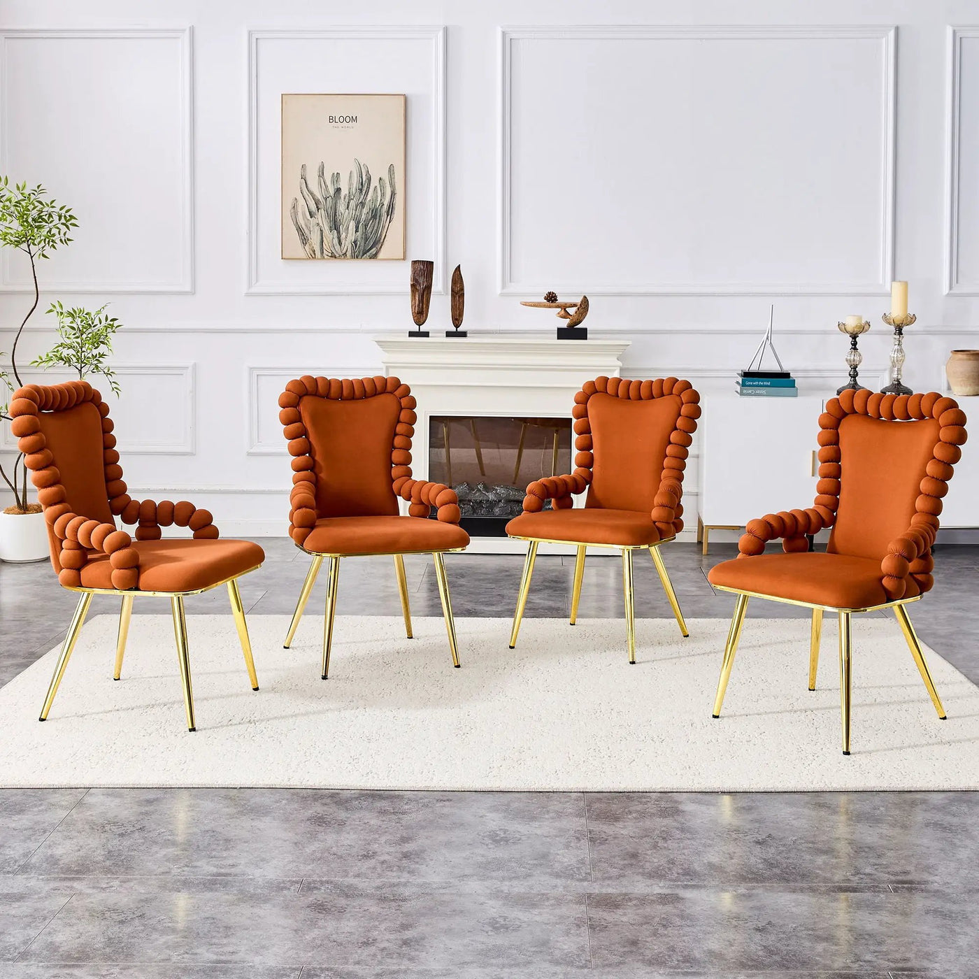 Puffy Bubble, Ball Chain Chair With Armrests For Dining Room (Set of 2) by Unique Piece Furniture