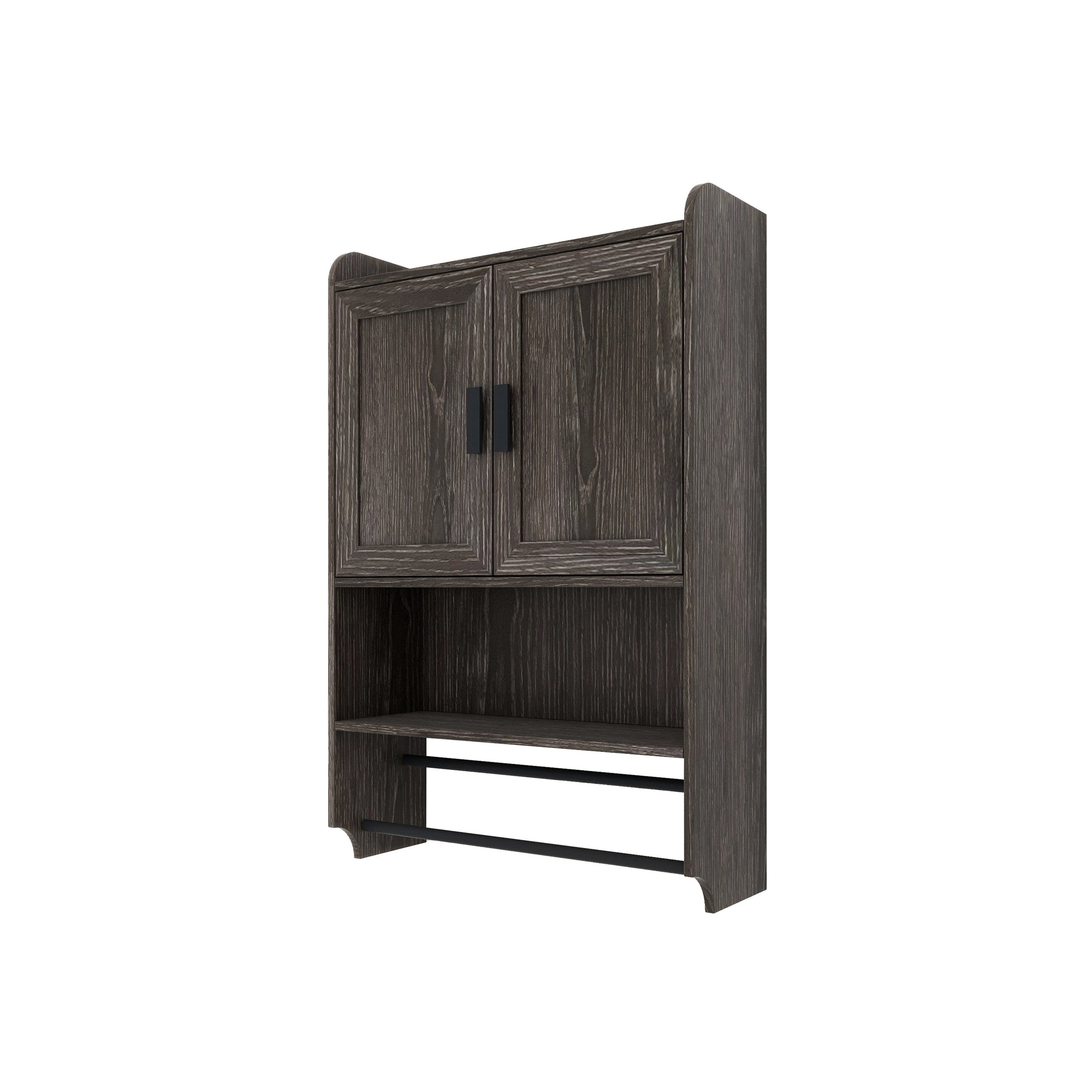 Bathroom Wall Cabinet with Doors, Adjustable Shelf, Towel Bar and Paper Holder by HouseOfZazla