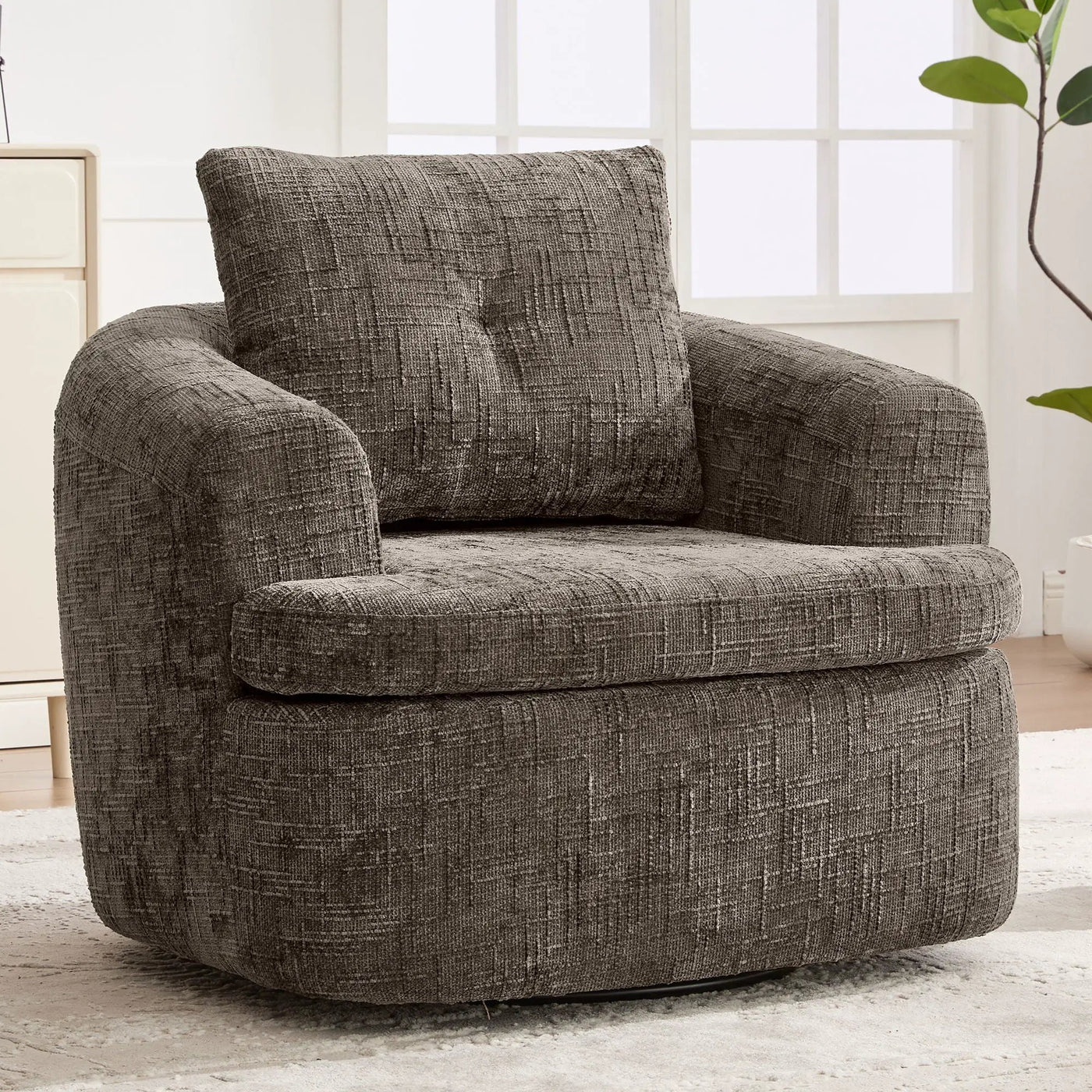 Modern Swivel Barrel Chair With Dual-Layer Cushion by Unique Piece Furniture