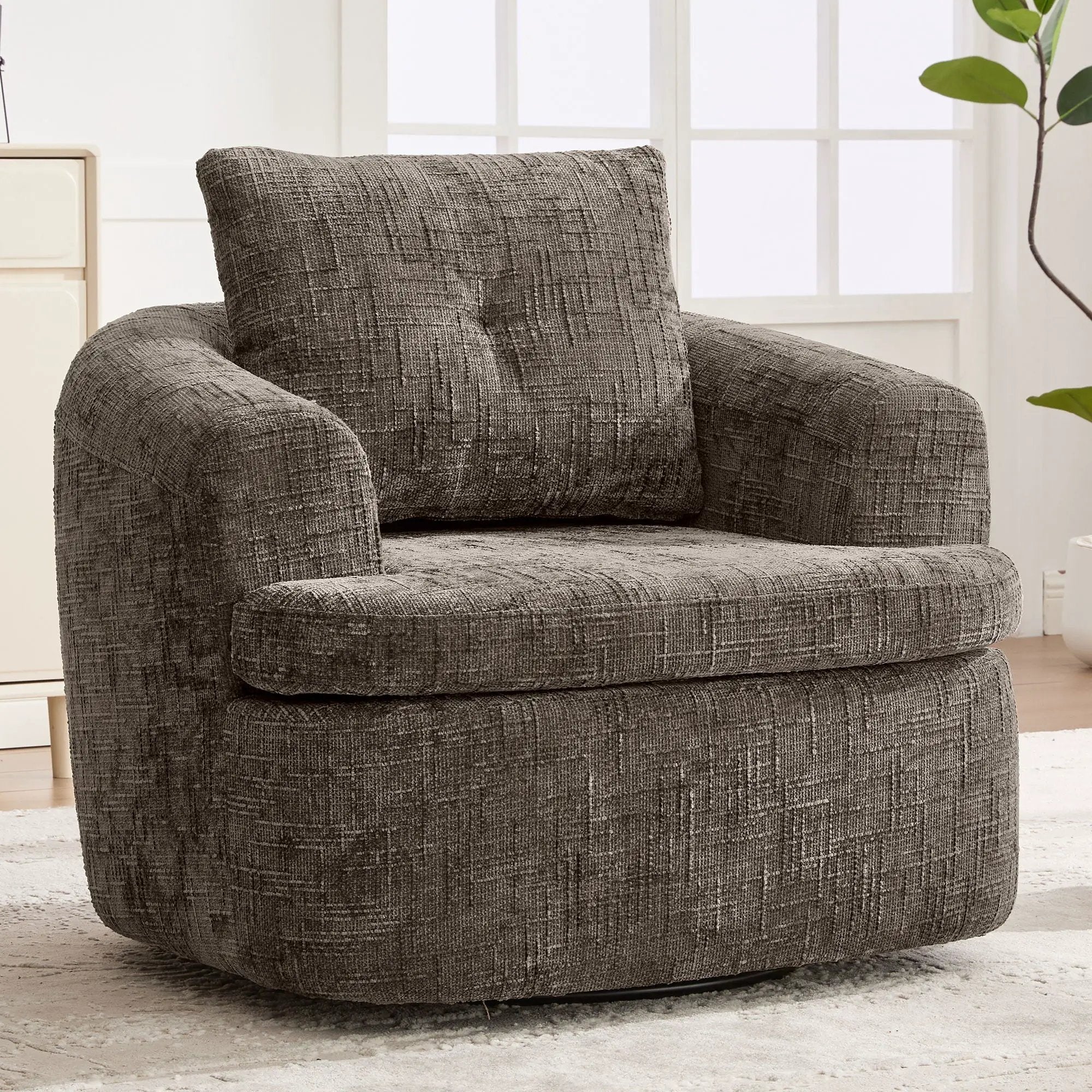 Modern Swivel Barrel Chair With Dual-Layer Cushion by Unique Piece Furniture