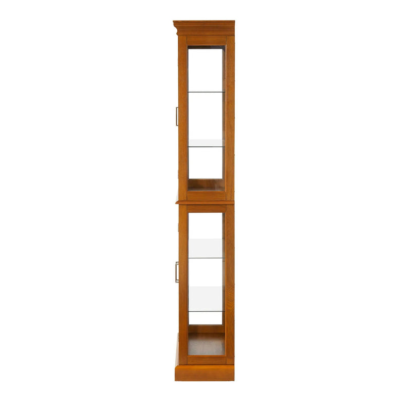 Curio Cabinet Lighted Curio Diapaly Cabinet With Adjustable Shelves And Mirrored Back Panel, Tempered Glass Doors (6 Tier), (E26 Light Bulb Not Included) by Unique Piece Furniture