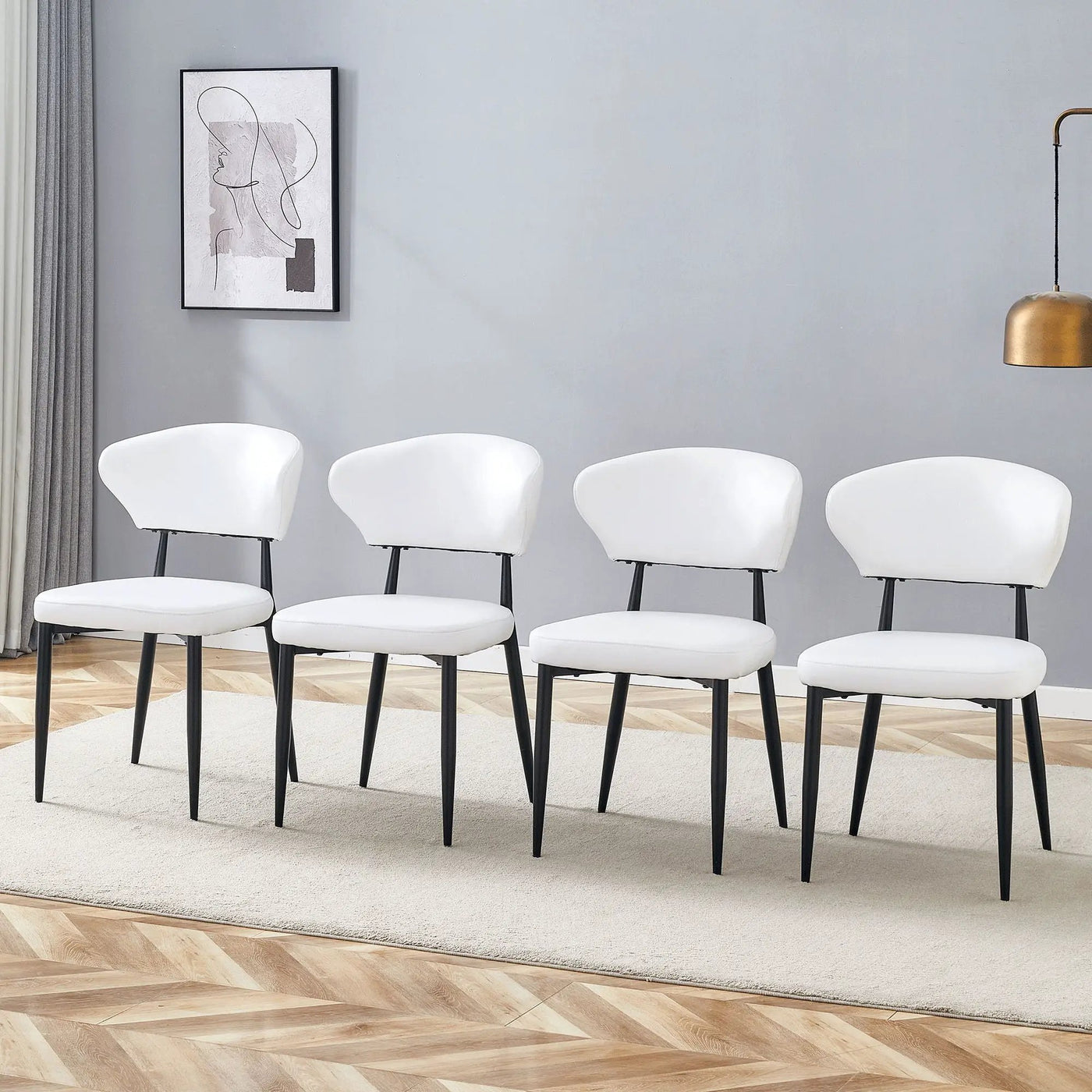 Minimalist Ergonomic Dining Chair With Curved Backres (Set of 4) by Unique Piece Furniture