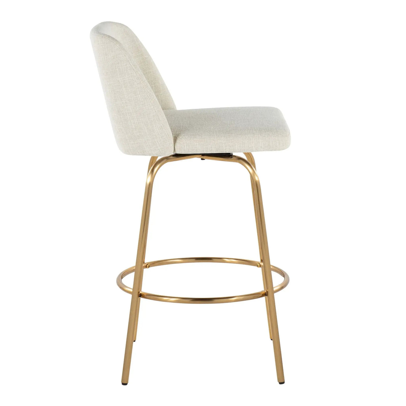 Toriano - Contemporary, Fixed Height Counter Stool With Swivel With Round Footrest (Set of 2) by HouseOfZazla