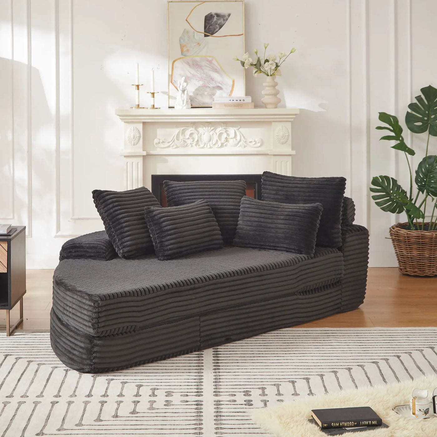 Semi Circular 2 In 1 Sofa Bed With Neck Pillow And Throw Pillows by HouseOfZazla