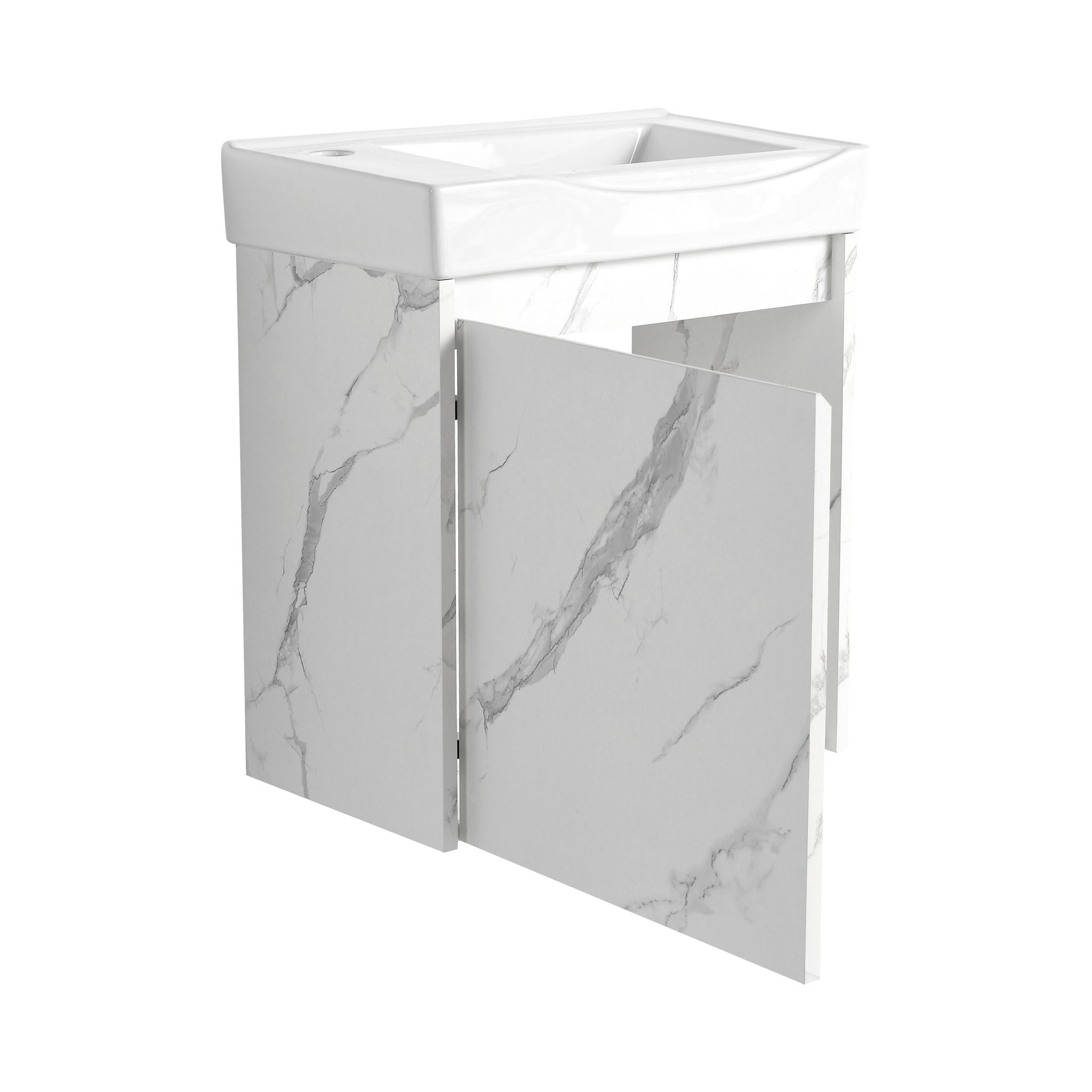 Modern Bathroom Vanity With Ceramic Basin, Wall Mounted Floating Sink Combo, Storage Cabinet by HouseOfZazla