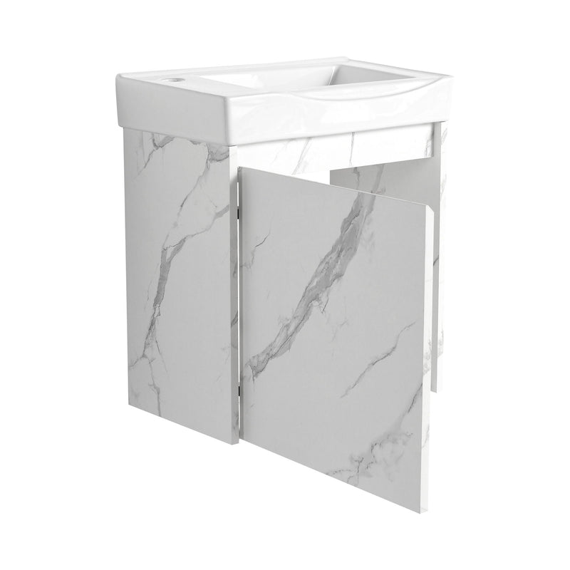 Modern Bathroom Vanity With Ceramic Basin, Wall Mounted Floating Sink Combo, Storage Cabinet by HouseOfZazla