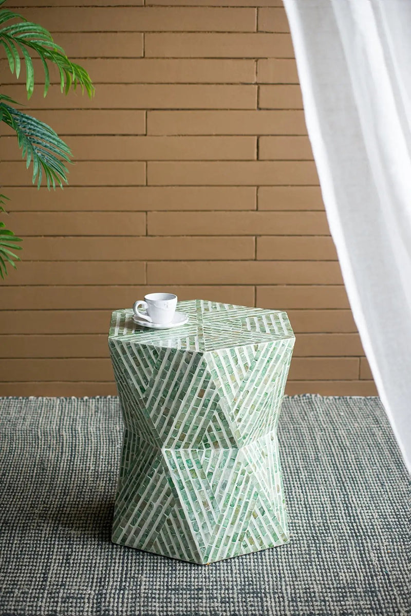 19x19x20" Tapered Green Pedestal Stool by HouseOfZazla