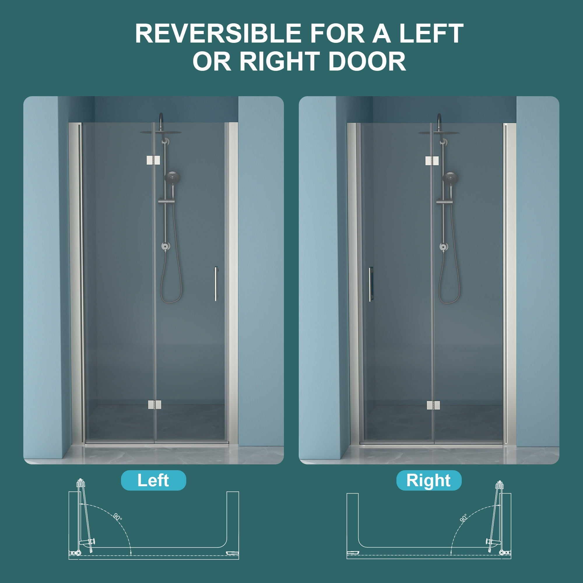 Fold Frameless Shower Door With Tempered Glass by HouseOfZazla