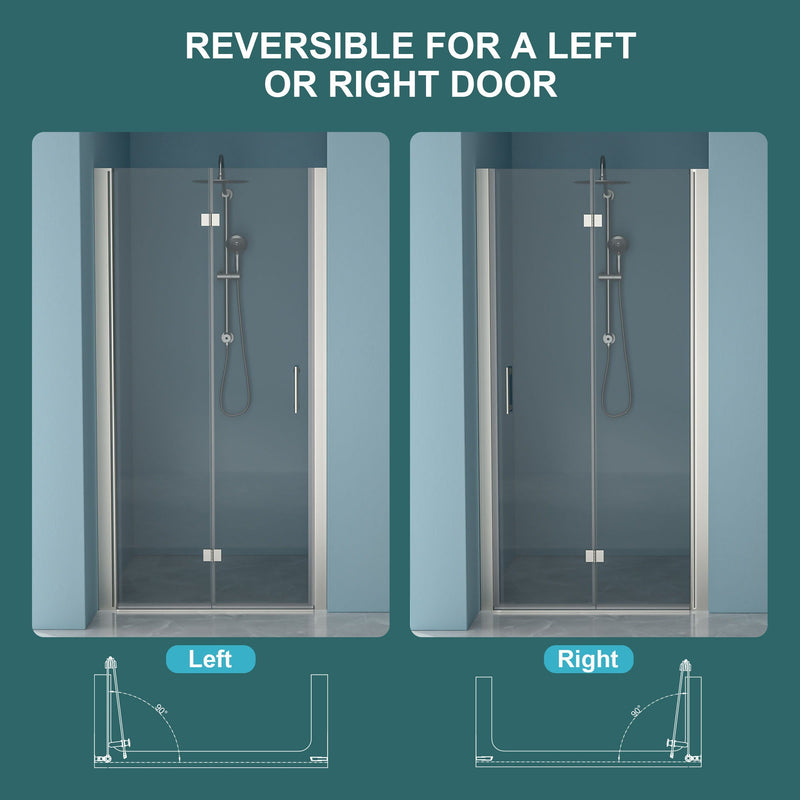 Fold Frameless Shower Door With Tempered Glass by HouseOfZazla