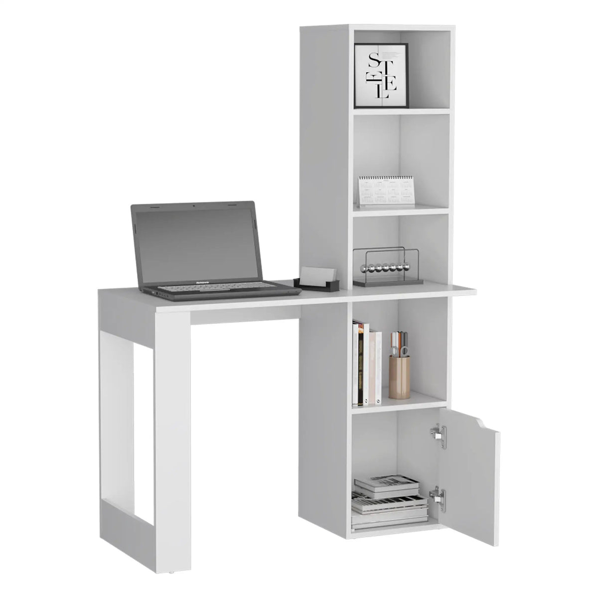 Iowa Computer Desk with 1-Cabinet and 4-Tier Bookcase by HouseOfZazla