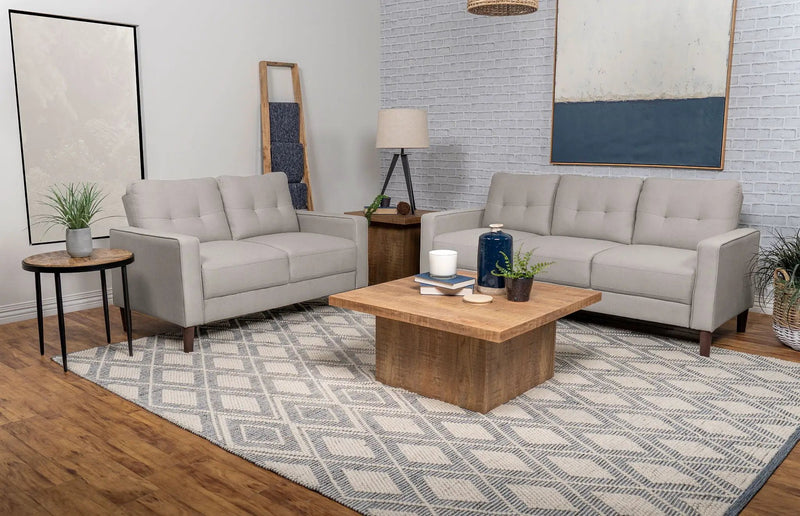 Bowen 2-piece Upholstered Track Arm Tufted Sofa Set Beige by Unique Piece Furniture