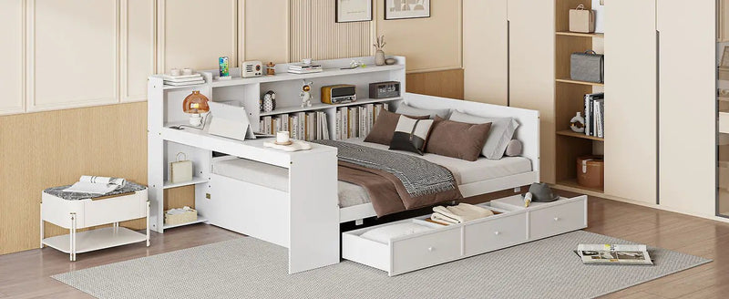 Daybed With 3 Drawers USB Ports And Desk by HouseOfZazla