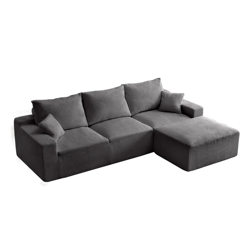 L Shaped Sectional Sofa, Full Compression 3 Seater Cloud Couch With Chaise by Unique Piece Furniture