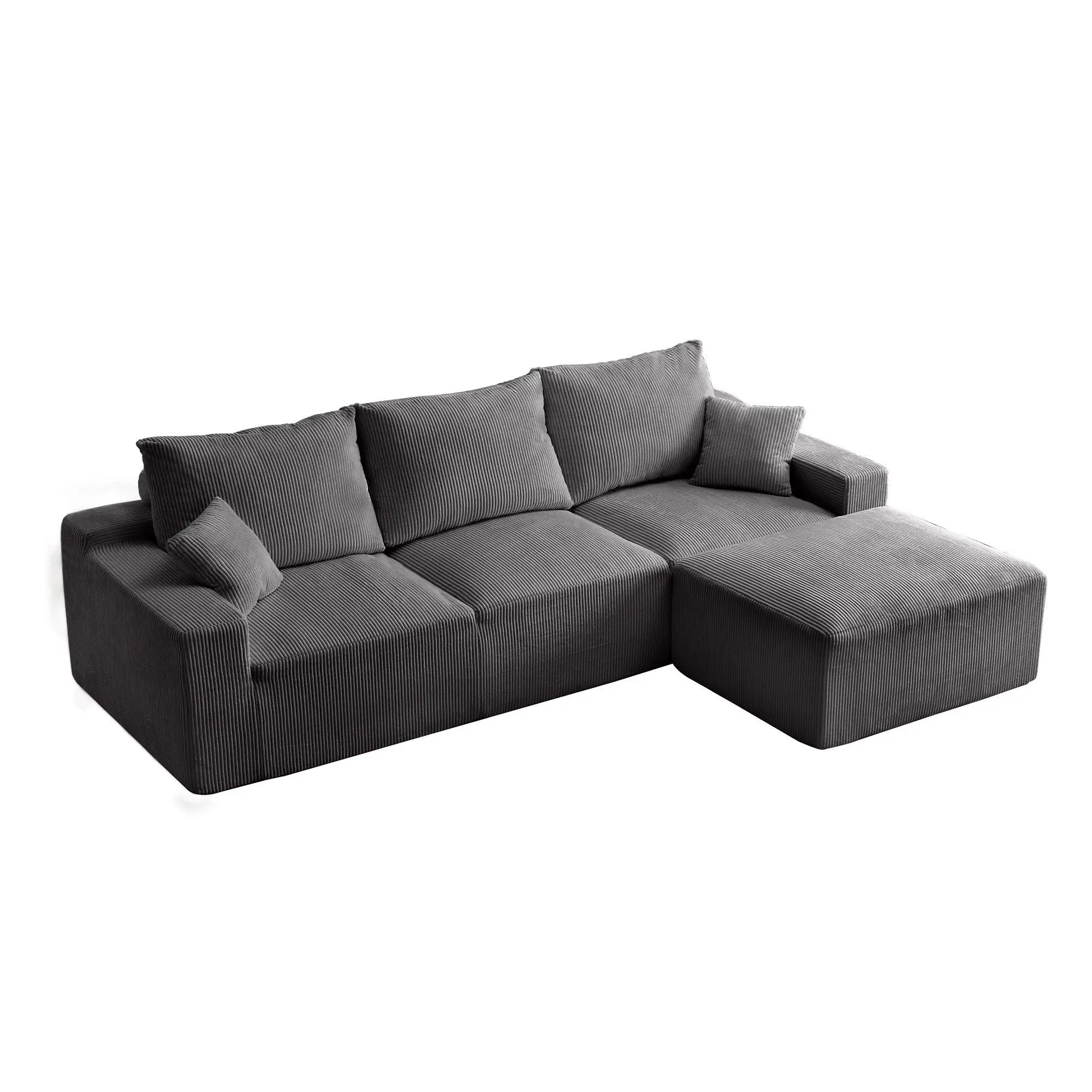 L Shaped Sectional Sofa, Full Compression 3 Seater Cloud Couch With Chaise by HouseOfZazla