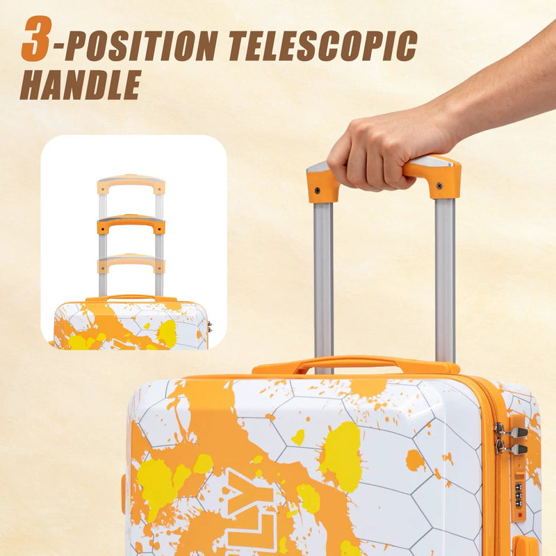 3-Piece PC Spinner Wheel Luggage Set in Orange by HouseOfZazla