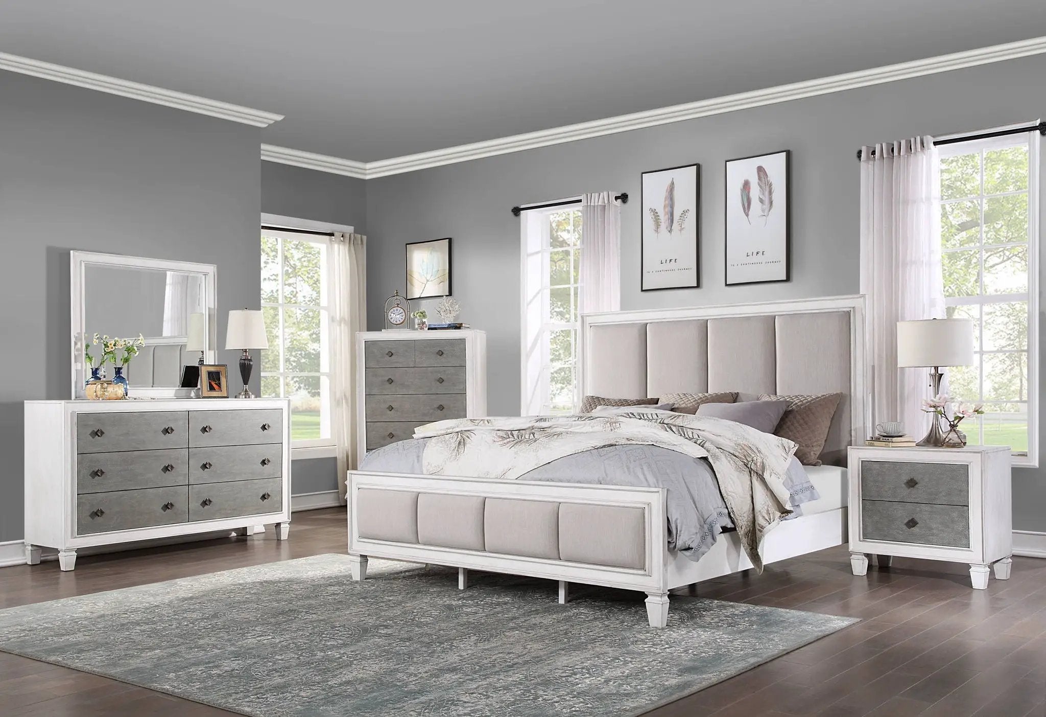 Katia - Weathered Night Stand - Gray / White by Unique Piece Furniture