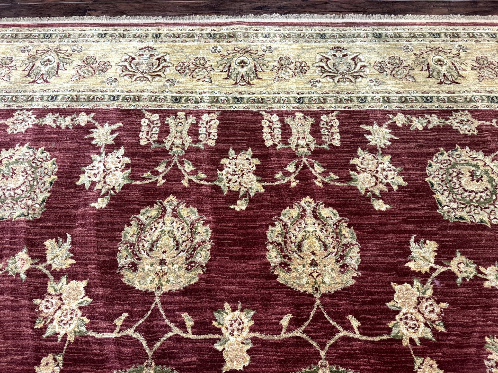 Traditional Wool Oriental Rug 9x13, Large Power Loomed Carpet, Burgundy by Jewel Rugs