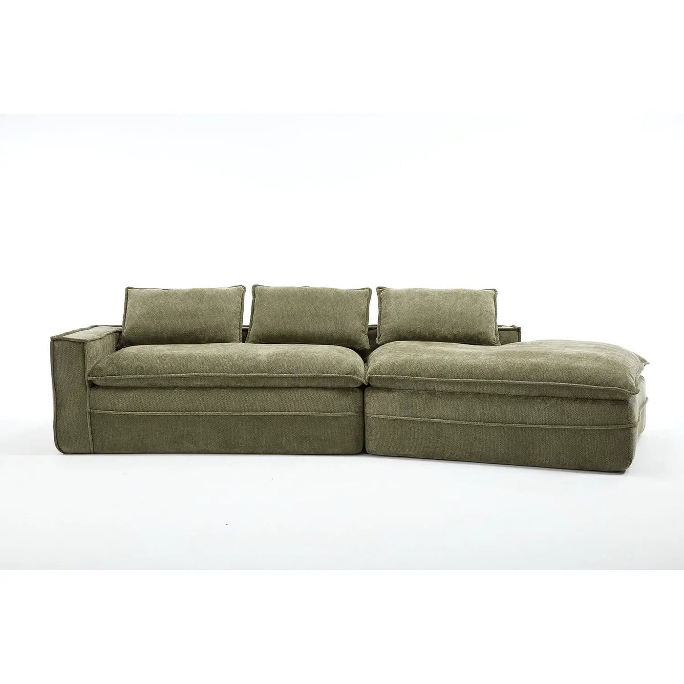 Modern Minimalist Modular Sectional Sofa With Deep Seats And Right Facing Chaise by HouseOfZazla