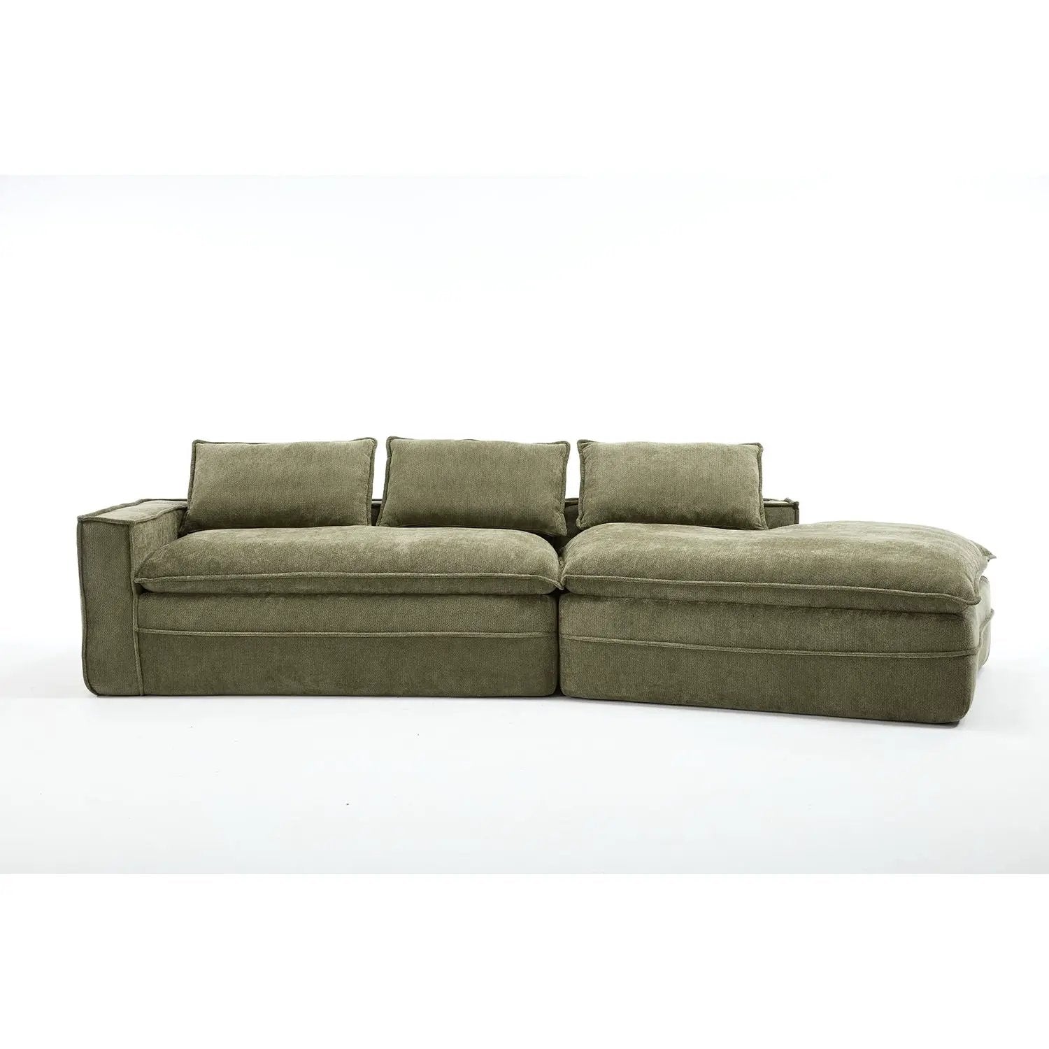 Modern Minimalist Modular Sectional Sofa With Deep Seats And Right Facing Chaise by HouseOfZazla