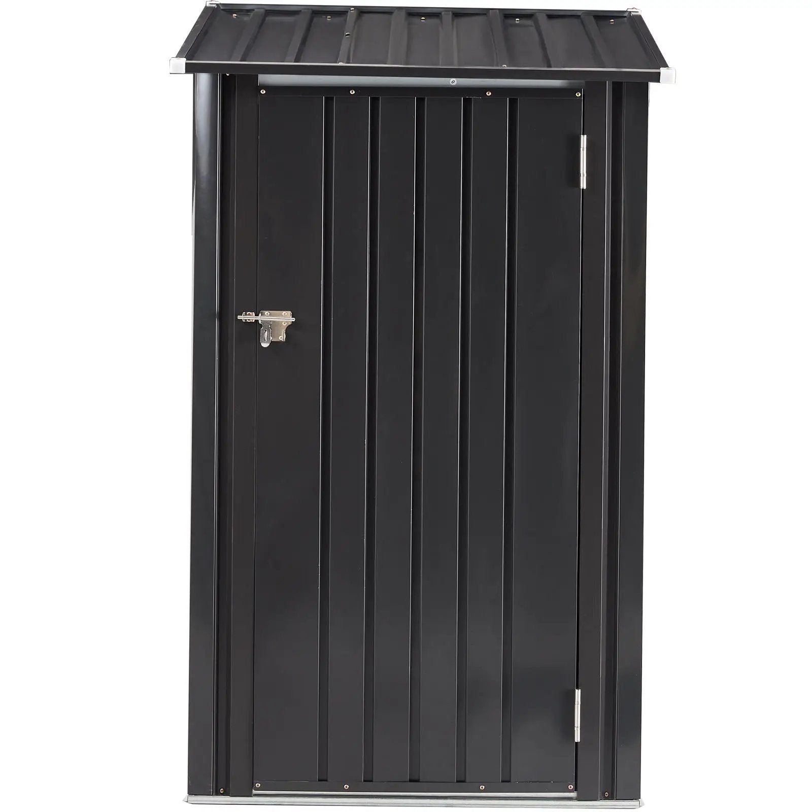 Outdoor Storage Shed, Metal Steel Garden Shed With Single Lockable Door, Small Shed Outdoor Steel Utility Tool Shed For Backyard Patio Garden Lawn - Black by HouseOfZazla