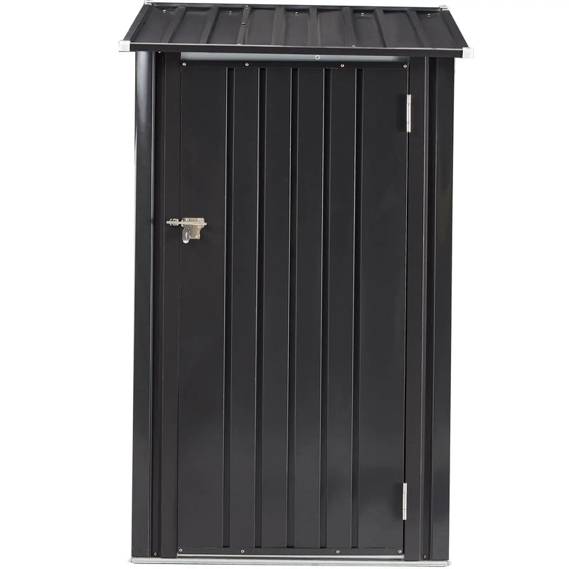 Outdoor Storage Shed, Metal Steel Garden Shed With Single Lockable Door, Small Shed Outdoor Steel Utility Tool Shed For Backyard Patio Garden Lawn - Black by HouseOfZazla