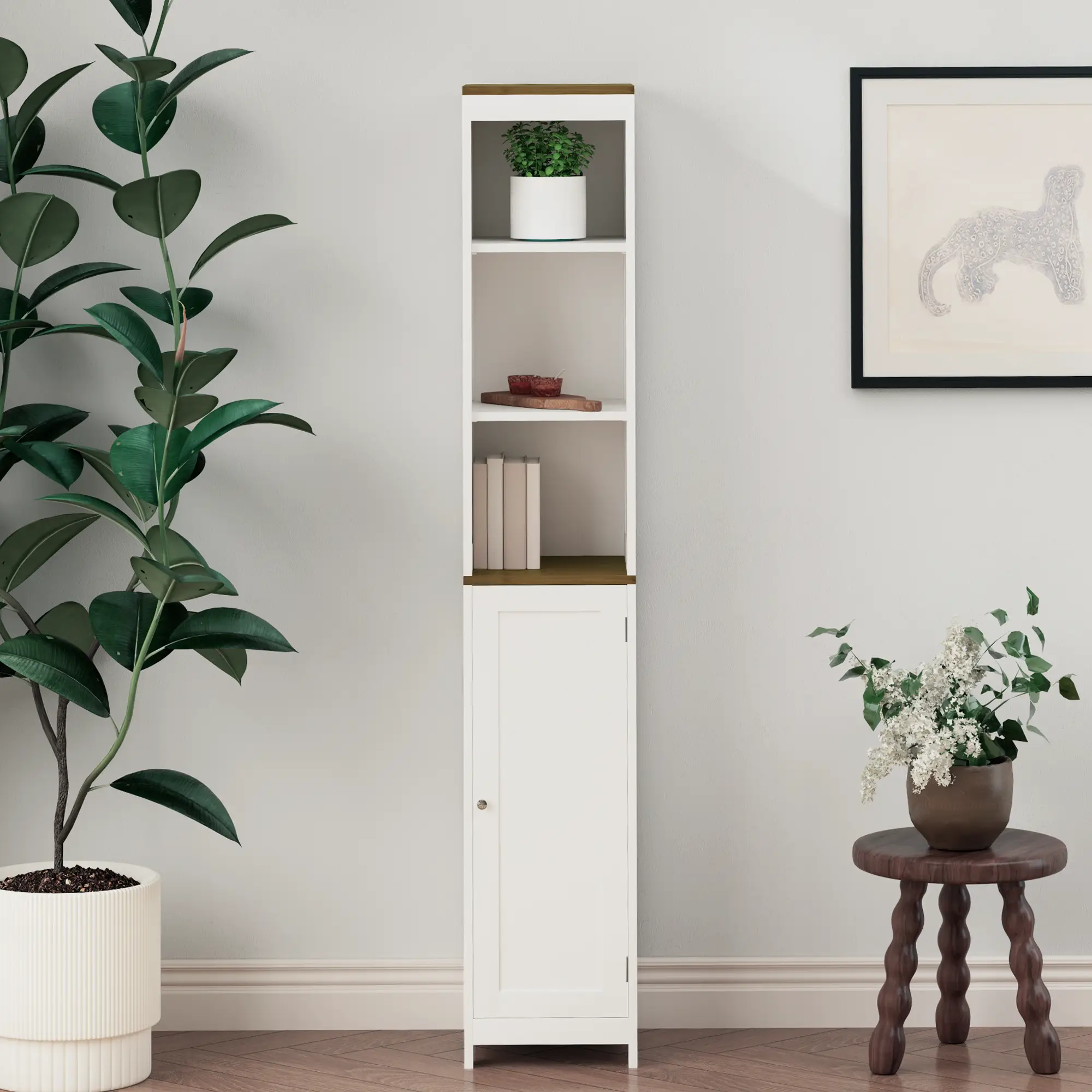Tall Bathroom Storage Cabinet with Reversible Door by HouseOfZazla