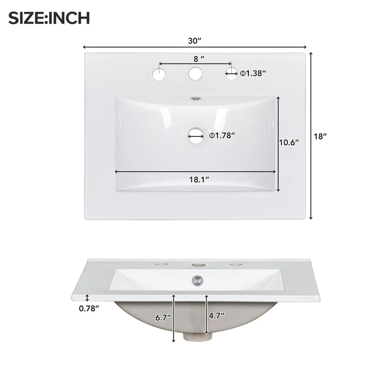 Bathroom Vanity With Sink, Modern Elegant Bathroom Storage Cabinet With 3 Drawers And Adjustable Shelves, Freestanding Vanity Set With Mirror Cabinet, Single Sink Bathroom Vanity by HouseOfZazla