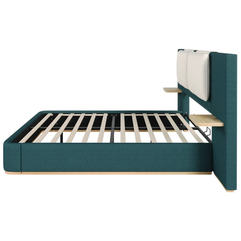 Queen Size Upholstered Platform Bed with Panel by HouseOfZazla