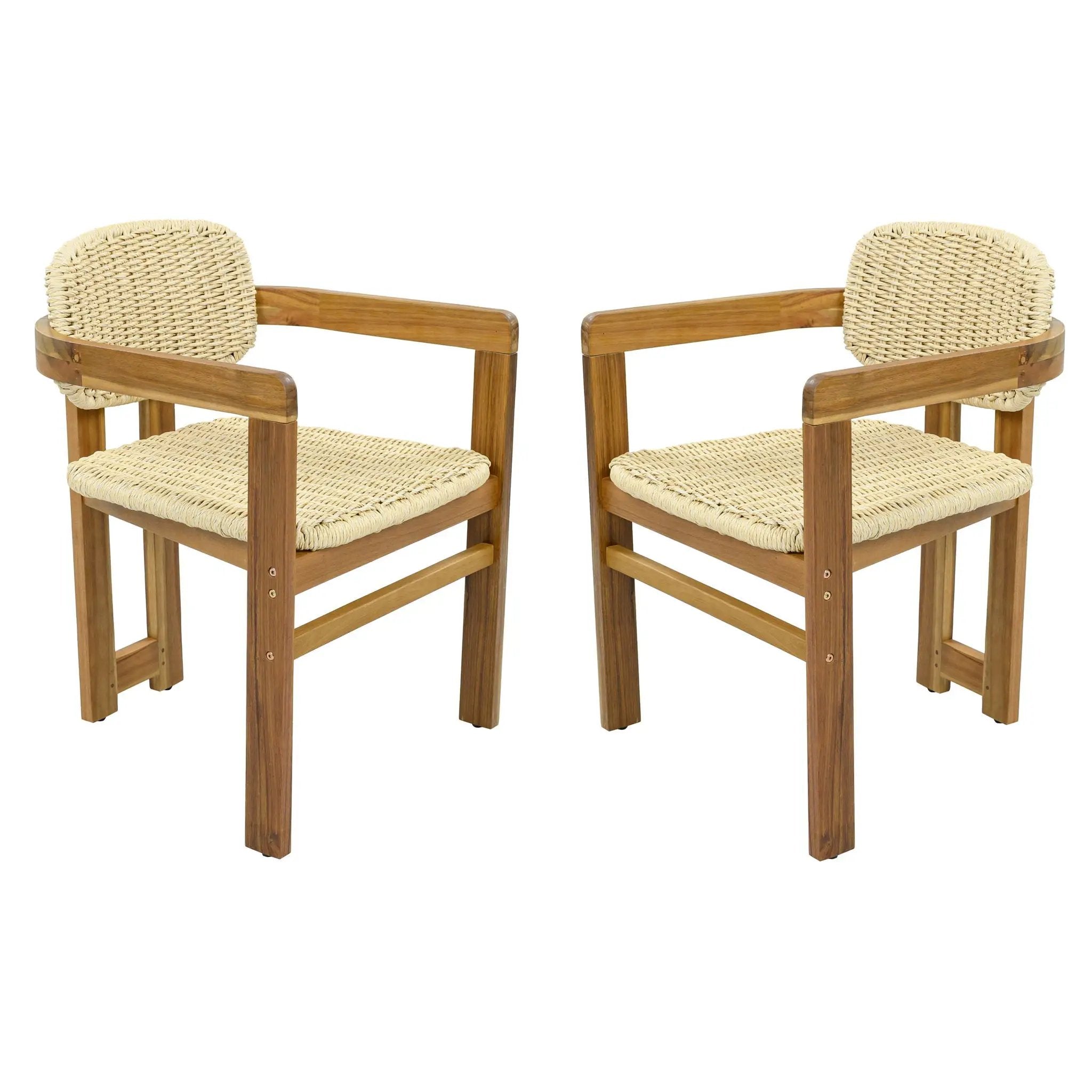 Outdoor Accent Armchairs For Patio (Set of 2) - Natural / Teak by HouseOfZazla
