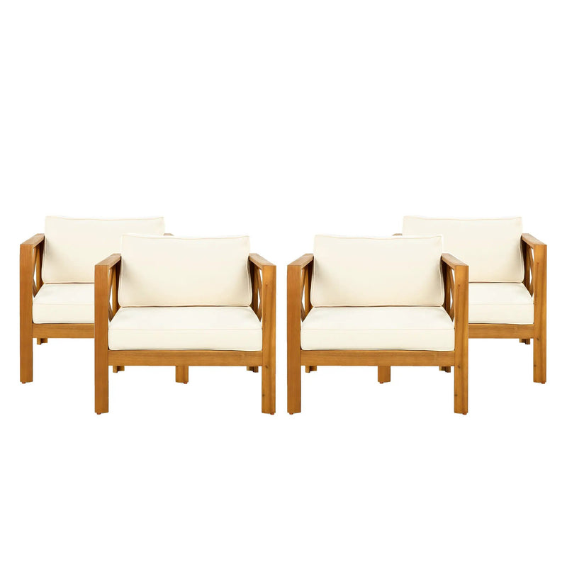 Patio Conversation Set with Acacia Wood Armchairs and End Table by HouseOfZazla