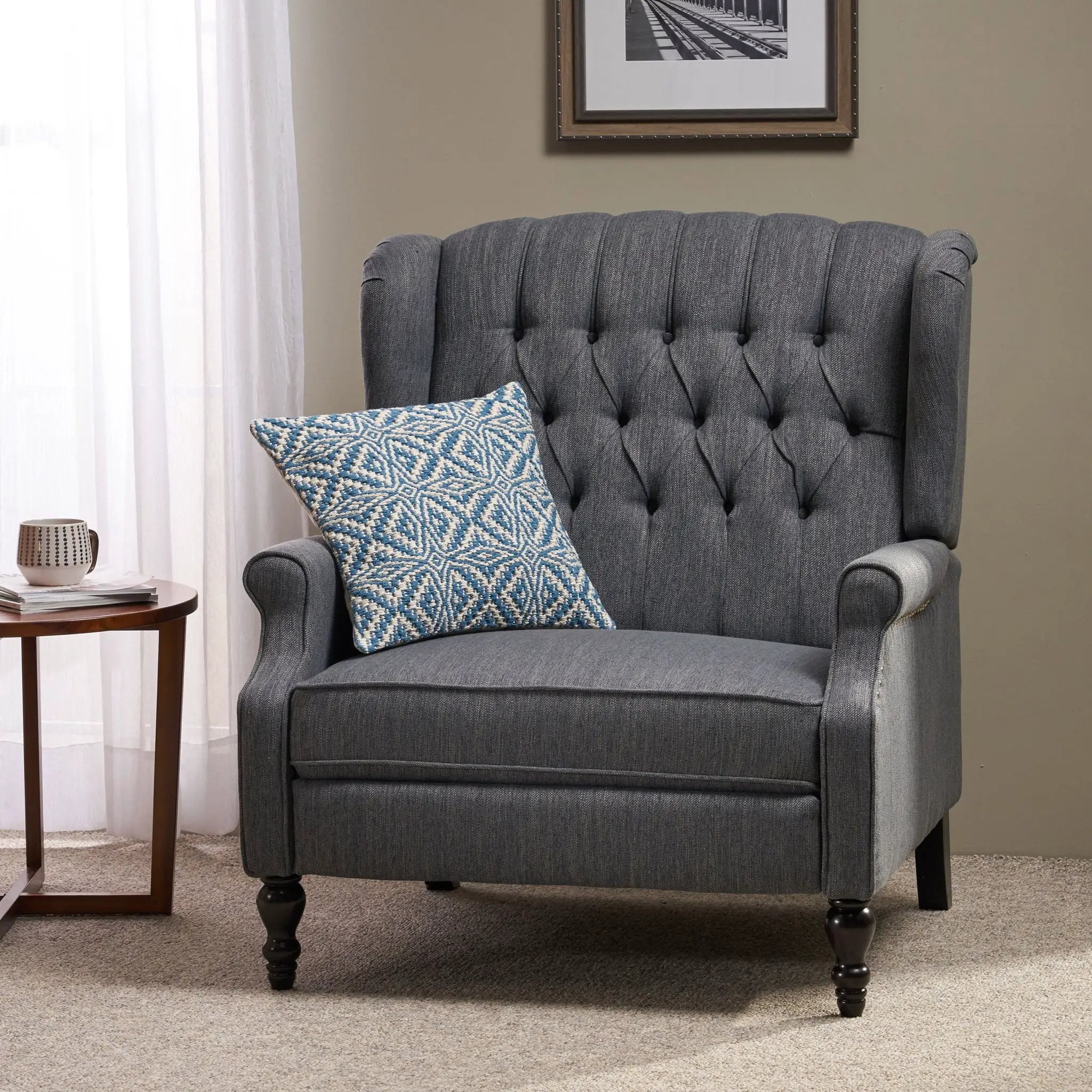 Dunham - Contemporary Fabric Tufted Oversized Pushback Recliner by Unique Piece Furniture